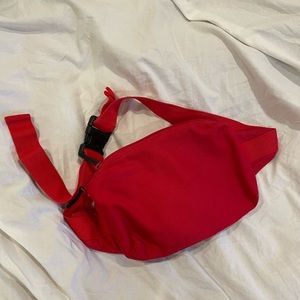 Adjustable Red Fanny Pack / Cross Body Bag 10 inches x 8 inches